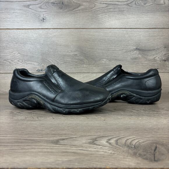 Merrell Jungle Moc Midnight Slip On Shoes Women's 10.5 Black Leather Loafers - Picture 1 of 16